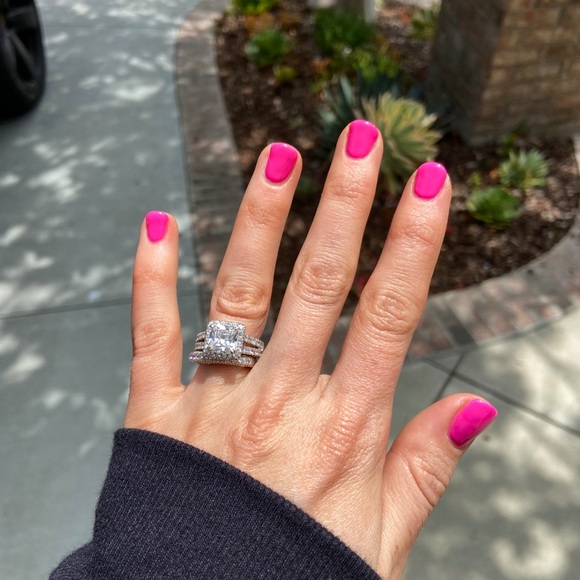 4Ct Engagement Ring for Women Sterling Silver Cubic Zirconia Wedding Bands Set - Picture 2 of 6